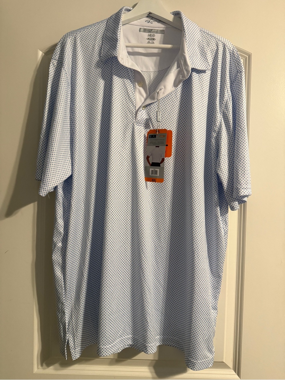 Greg Norman Collection Light Blue Micro-Print Polo